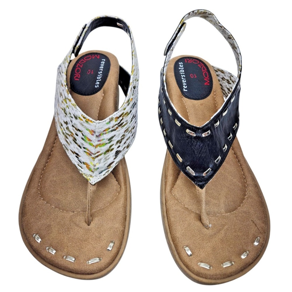 Modzori Fenna Women's Size 10 Mid Wedge Reversible Thong Sandal NIB